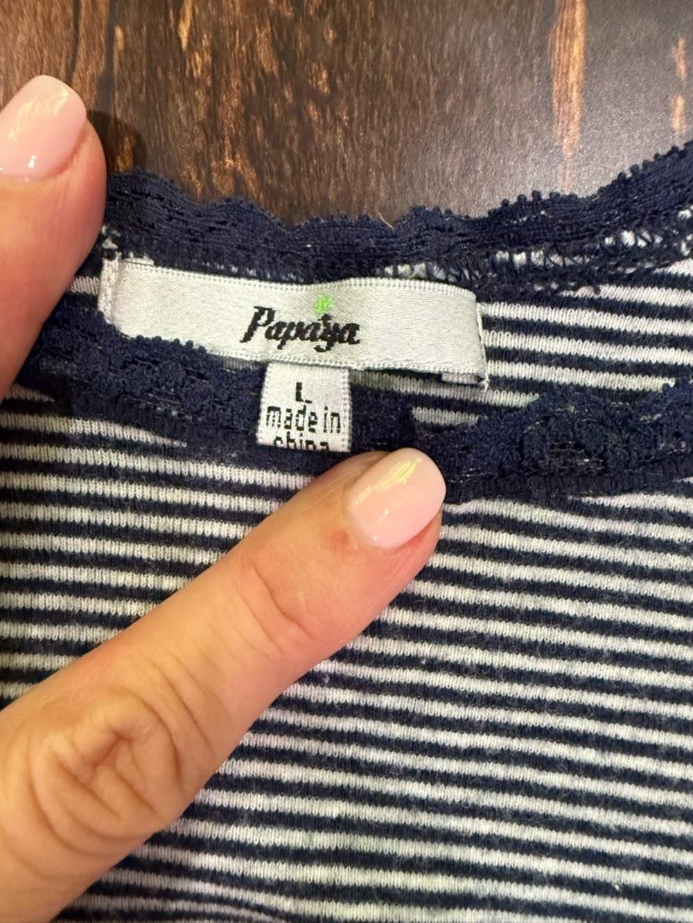 Papaya Navy and White Striped Lace-Trim Cami - Picture 2 of 2